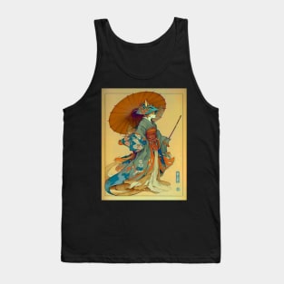 Vintage Art Nouveau Traditional Japanese Anthropomorphic Kitsune Tank Top